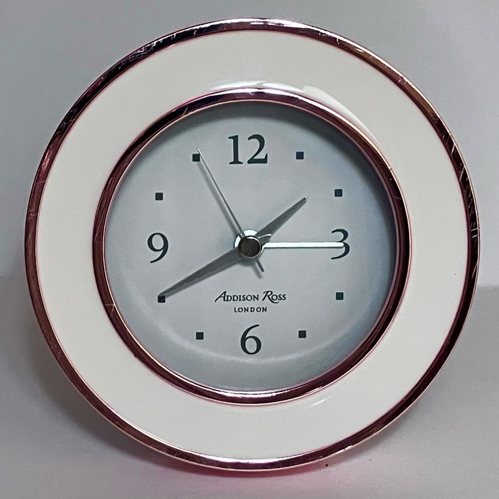 ADDISON ROSS Alarm Clock / Ivory Bezel & ROSE GOLD Metal Case / Light Scratches